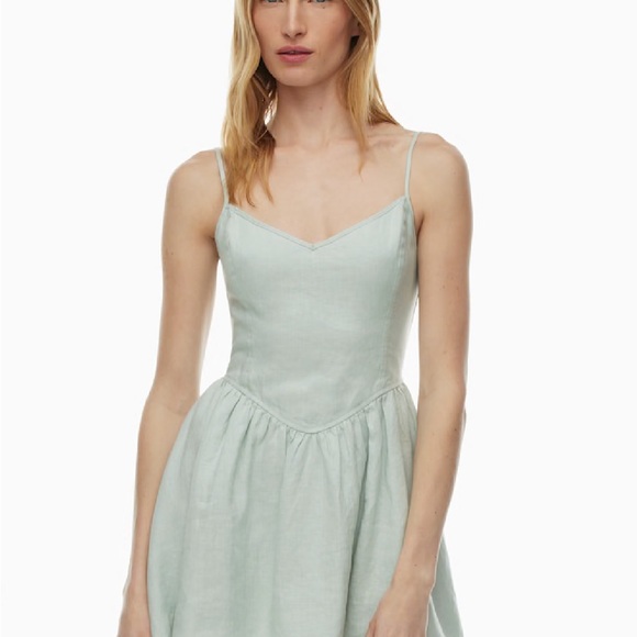 Aritzia Light Green Mini Dress with Spaghetti Straps - Picture 2 of 7
